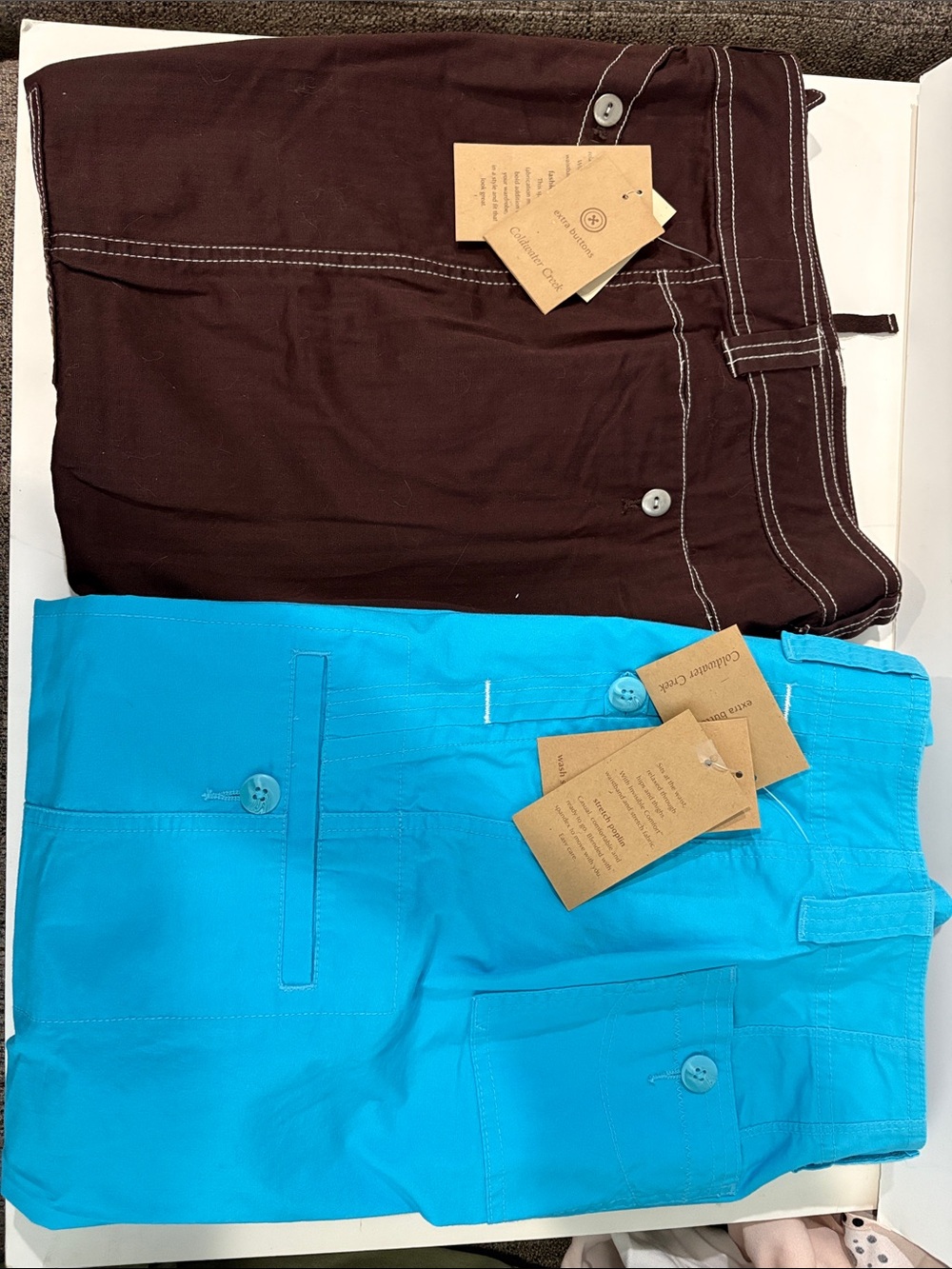 Bundle of two Coldwater Creek Bright Turquoise and Brown Cargo Crop Pants